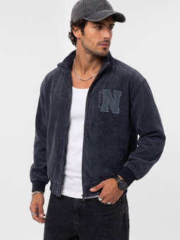 WROGN - Grey Solid/Plain High Neck Bomber Jacket