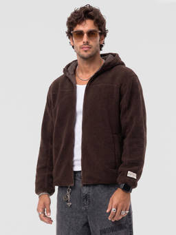 WROGN - Brown Solid/Plain Hooded Hooded Jacket