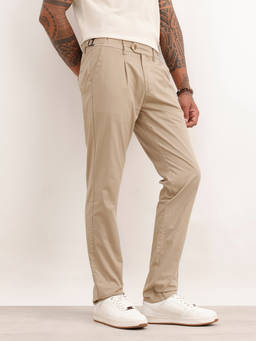 WROGN - Beige Solid/Plain Slim Trouser