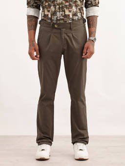 WROGN - Olive Solid/Plain Slim Trouser