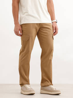 WROGN - Khaki Solid/Plain Cargo Pant