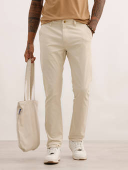WROGN - Cream Solid/Plain Slim Trouser