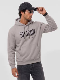 WROGN - Beige Embroidered Hooded Sweatshirt