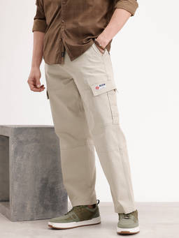 WROGN - Beige Solid/Plain Cargo Pant