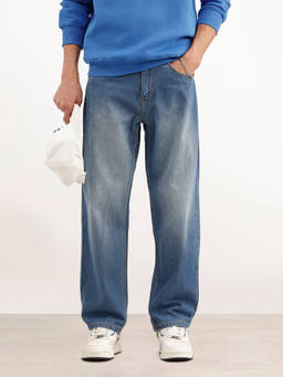WROGN - Blue Solid/Plain Light Fade Jeans