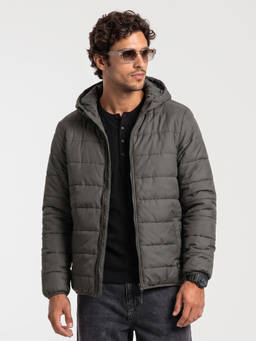 WROGN - Green Solid/Plain Hooded Puffer Jacket