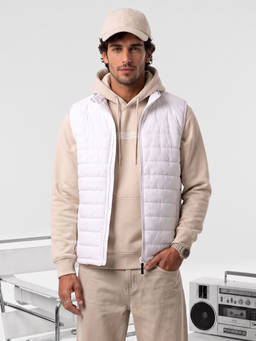 WROGN - White Solid/Plain High Neck Puffer Jacket