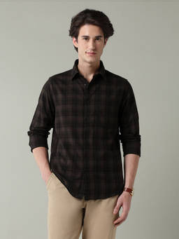 AD By Arvind - Brown Checks Collar Neck Shirt