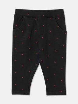 R&B - Black Printed Slim Girls Trousers