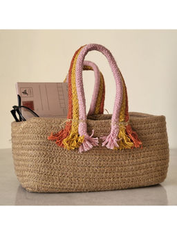 JASMEY HOMES - Boho Storage Basket Beige