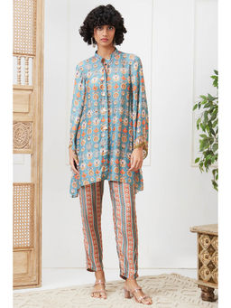 Soup by Sougat Paul - Tabriz Blue Floral Kurta with Pant (Set of 2)