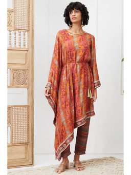 Soup by Sougat Paul - Adah Orange Printed Kurta with Pant (Set of 2)