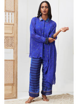 Soup by Sougat Paul - Zaynab Blue Embroidered Co-Ord (Set of 2)
