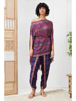 Soup by Sougat Paul - Adah Purple Printed Kurta with Dhoti (Set of 2)