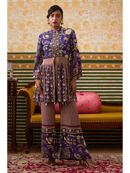 Soup by Sougat Paul - Mehr Purple Floral Kurta with Palazzo (Set of 2)