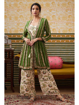 Soup by Sougat Paul - Mehr Cream Floral Jumpsuit with Jacket (Set of 2)