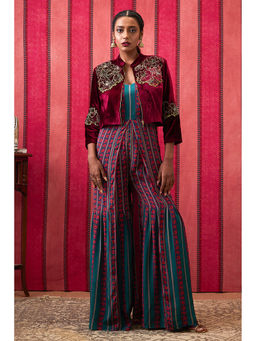 Soup by Sougat Paul - Qala Multi-Color Floral Jumpsuit with Jacket (Set of 2)