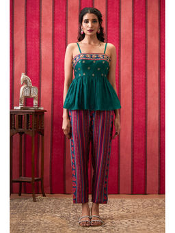 Soup by Sougat Paul - Qala Green Embroidered Co-Ord (Set of 2)