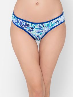 Clovia - Low Waist Floral Print Bikini Panty In White - Cotton
