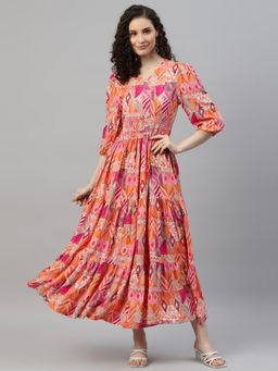 Deebaco - Women Multi-Color Rayon Abstract Dress