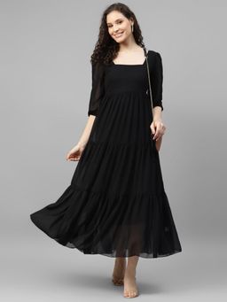 Deebaco - Women Black Georgette Solid Dress