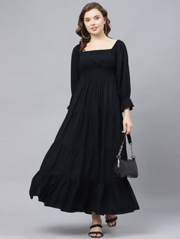 Deebaco - Women Black Rayon Solid Dress