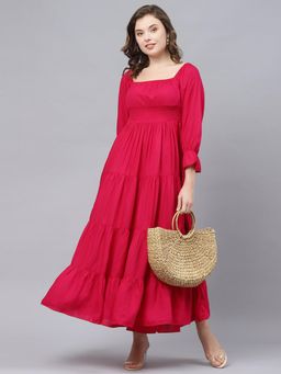 Deebaco - Women Magenta Rayon Solid Dress