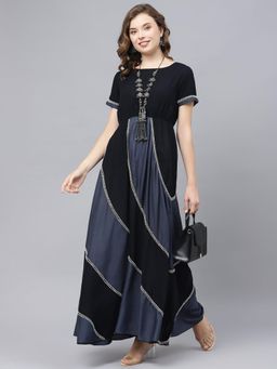 Deebaco - Women Multi-Color Rayon Colorblock Dress
