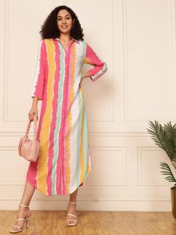 Deebaco - Women Multi-Color Rayon Colorblock Dress