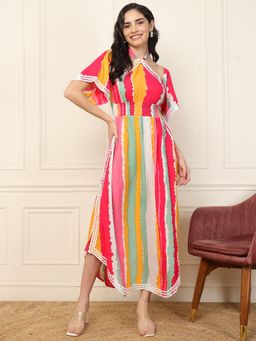 Deebaco - Women Multi-Color Rayon Colorblock Dress