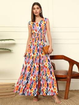 Deebaco - Women Multi-Color Rayon Printed Dress