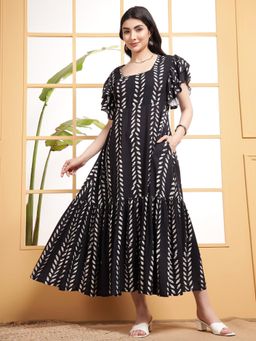 Deebaco - Women Black Rayon Printed Dress