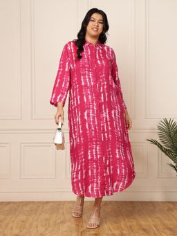 Deebaco - Women Magenta Rayon Tie & Dye Dress