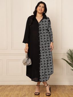 Deebaco - Women Black Rayon Printed Dress