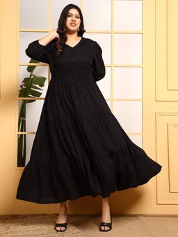 Deebaco - Women Black Rayon Solid Dress