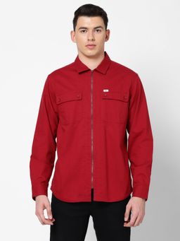 Lee - Men's Solid Red Shirt Comfort Fit