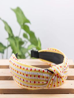 JEWELZ - Red Yellow Heart Printed Knot Design Hair Band Women's