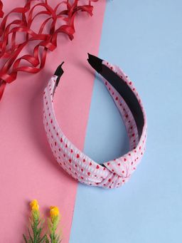 JEWELZ - Red Heart Printed Knot Hairband Women