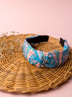 JEWELZ - Blue Coloured Print Knot Headbands Women