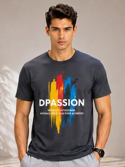 Dpassion - Grey Men's Quick Dry Sports Printed Gym Workout Training T-Shirt