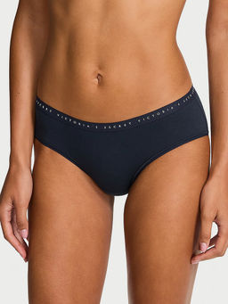 Victoria's Secret - Navy Blue Solid Cotton Blend Regular Brief