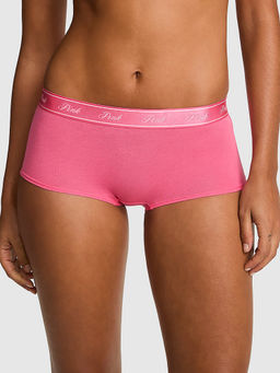 Victoria's Secret - Pink Typography Cotton Blend Regular Boyshorts