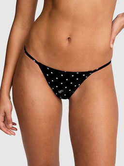 Victoria's Secret - Black Polka Dots Cotton Blend Regular Bikini Panty