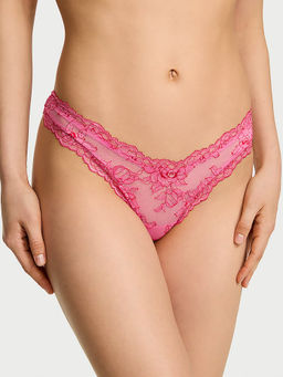 Victoria's Secret - Pink Self Design Polyamide Regular Thong Panty