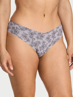 Victoria's Secret - Grey Printed Polyamide Regular Thong Panty