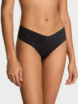 Victoria's Secret - Black Printed Polyamide Regular Thong Panty