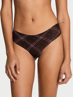 Victoria's Secret - Brown Checks Polyamide Regular Thong Panty