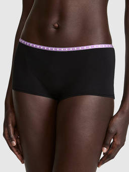 Victoria's Secret - Black Printed Cotton Blend Regular Boyshorts
