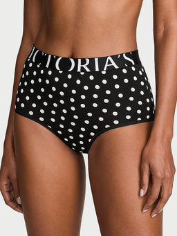 Victoria's Secret - Black Polka Dots Cotton Blend Regular Brief