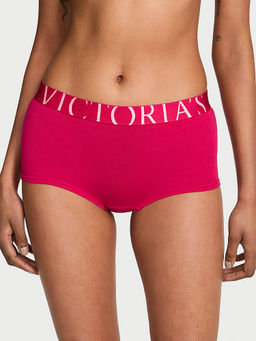Victoria's Secret - Pink Solid Cotton Blend Regular Boyshorts